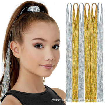 Wholesale Hair Tinsel Clip Glitter Hair Extensions Rainbow Color Dazzle Fashion Hair Soft And Silky For Party Cosplay